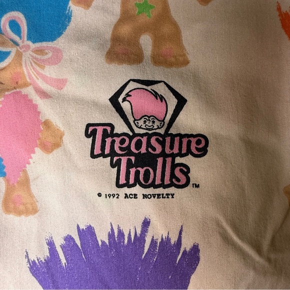 Vintage Treasure Trolls Twin Size Flat Sheet 90’s 1992 Ace Novelty - Picture 3 of 7